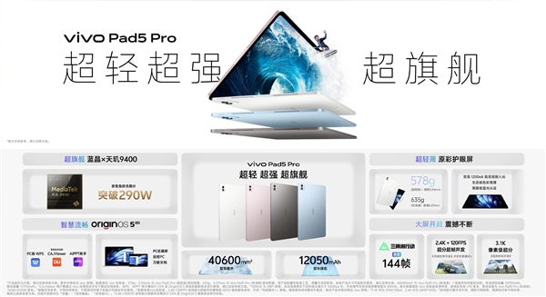 星歐平台注冊：vivo Pad5 Pro柔光版12月15日發佈：3.1K柔光屏+天璣9400